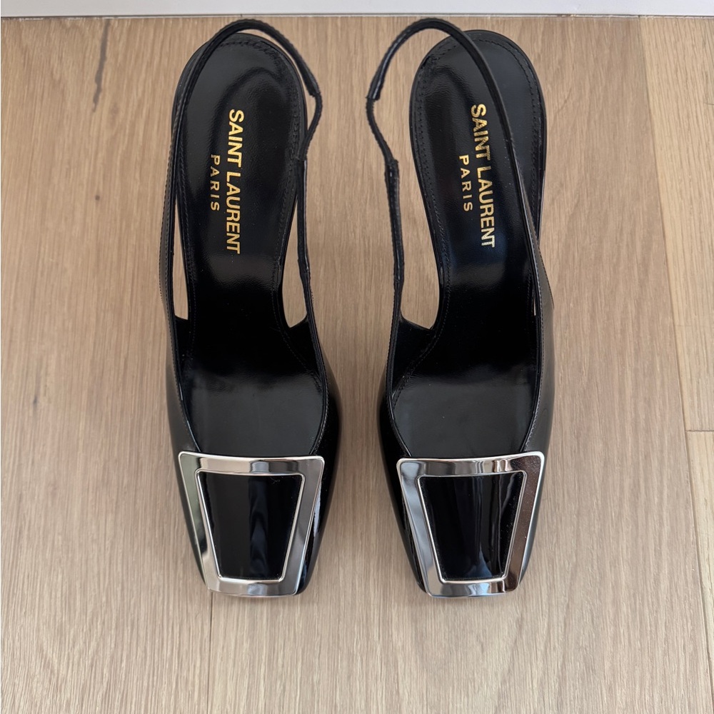 Saint Laurent Black Heels with Silver Detail
